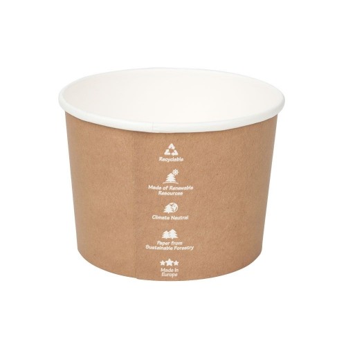 Boluri biodegradabile imprimate supa, carton maro, 600ml/21oz, set 25 buc Boluri biodegradabile imprimate supa, carton maro, 600ml/21oz, set 25 buc