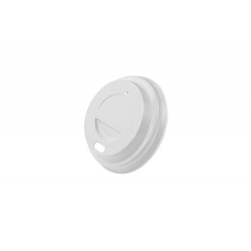 Capace albe cu orificiu pentru pahare carton 4 oz, Ø 62 mm, PS, set 100 buc