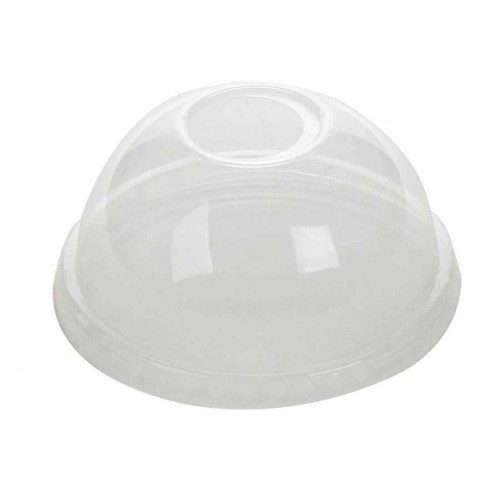 Capace transparente cupola cu orificiu pai, PLA, Ø 96 mm, set 50 buc