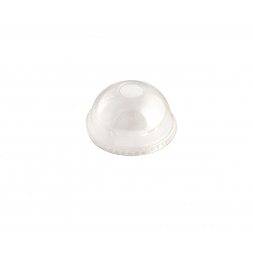 Capace transparente cupola cu orificiu pai, PLA, Ø 78 mm, set 50 buc