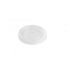 Capace transparente plate cu orificiu pai, PLA, Ø 85 mm, set 50 buc