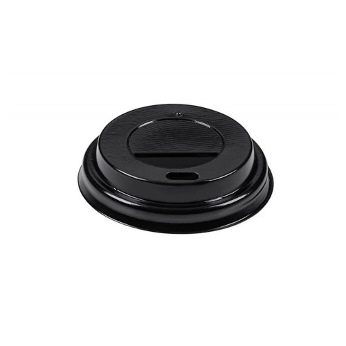 Capace negre cu orificiu pentru pahare carton 6 oz, Ø 70 mm, PS, set 100 buc Capace negre cu orificiu pentru pahare carton 6 oz, Ø 70 mm, PS, set 100 buc