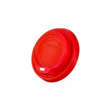 Capace rosii cu orificiu pentru pahare carton 10/12/16/20 oz, Ø 90 mm, PP, set 100 buc