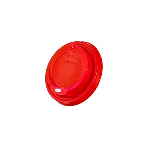 Capace rosii cu orificiu pentru pahare carton 6/8 oz, Ø 80 mm, PP, set 100 buc