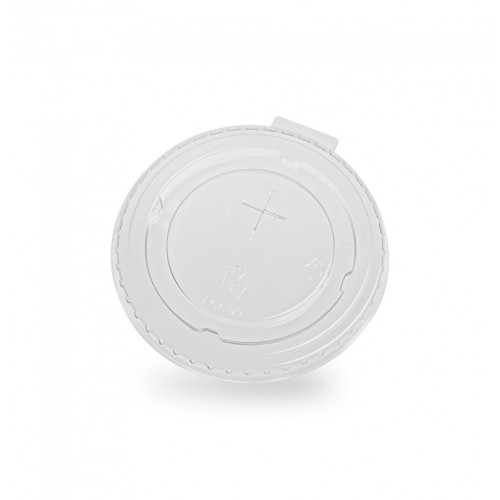 Capace transparente plate cu orificiu pai, rPET, Ø 95 mm, set 100 buc Capace transparente plate cu orificiu pai, rPET, Ø 95 mm, set 100 buc