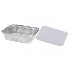 Caserole aluminiu cu capac carton, 1125 ml, 24.7x14.7x4.5 cm, set 100 buc