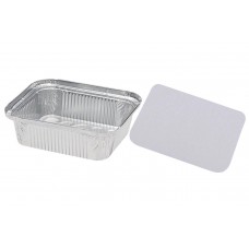 Caserole aluminiu cu capac carton, 1950 ml, 26x19x5.6 cm, set 100 buc