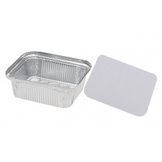 Caserole aluminiu cu capac carton, 450 ml, 14.6x12.1x4 cm, set 100 buc
