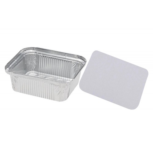 Caserole aluminiu cu capac carton, 670 ml, 20x12x5 cm, set 100 buc