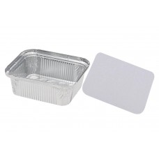 Caserole aluminiu cu capac carton, 900 ml, 20.2x13.7x5 cm, set 100 buc
