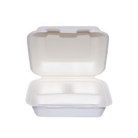 Caserole biodegradabile 3 compartimente, capac rabatabil, trestie de zahar, set 50 buc Caserole biodegradabile 3 compartimente, capac rabatabil, trestie de zahar, set 50 buc