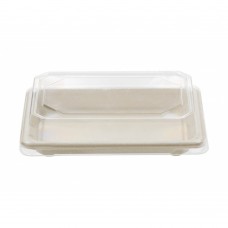 Caserole biodegradabile dreptunghiulare cu capac pentru sushi, 16.5 x 11.5 x 2.1 cm, set 50 buc