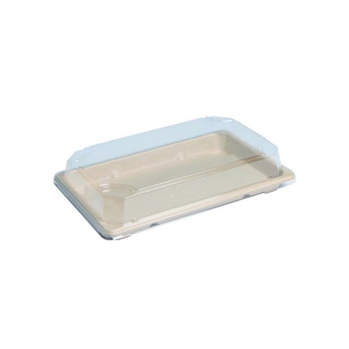 Caserole biodegradabile dreptunghiulare cu capac pentru sushi, 21.6 x 13.5 x 4 cm, set 50 buc