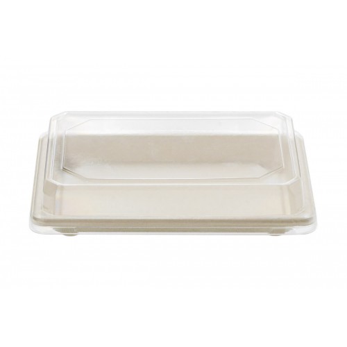 Caserole biodegradabile dreptunghiulare cu capac pentru sushi, 21.6 x 13.6 x 2 cm, set 50 buc