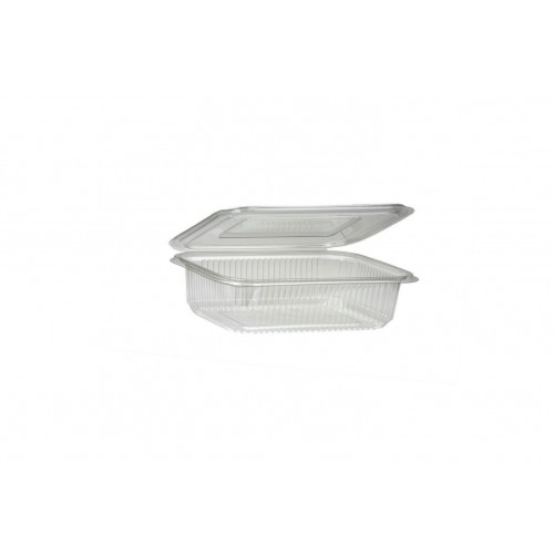 Caserole dreptunghiulare transparente, capac rabatabil, rPET, 750 ml, set 100 buc Caserole dreptunghiulare transparente, capac rabatabil, rPET, 750 ml, set 100 buc
