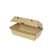 Cutii biodegradabile hamburger, capac rabatabil, carton maro, 600 ml, set 50 buc