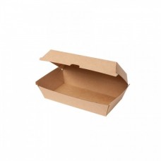 Cutii biodegradabile hamburger, capac rabatabil, carton maro, 900 ml, set 100 buc