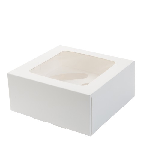 Cutii biodegradabile patiserie/cofetarie cu insertie pentru 4 briose, carton cu fereastra din PLA, set 25 buc