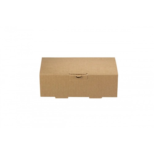 Cutii biodegradabile pentru alimente, carton natur, 26.8x14.4x7.8 cm, set 100 buc