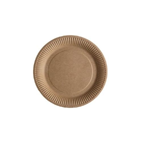 Farfurii biodegradabile rotunde, carton maro, Ø 18 cm, set 50 buc