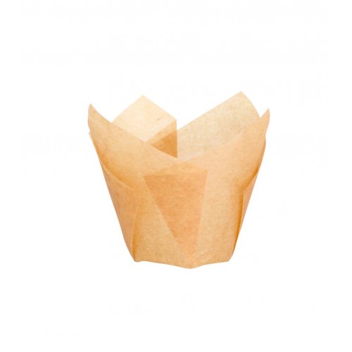 Forme lalea pentru muffins/briose, hartie natur, H 8.5 cm, Ø 5x8 cm, set 100 buc