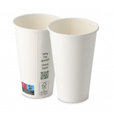 Pahare albe, carton cu PLA, 480ml/16oz, Ø 90 mm, set 50 buc