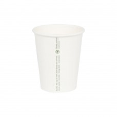 Pahare biodegradabile albe, carton, 240ml/8oz, set 50 buc