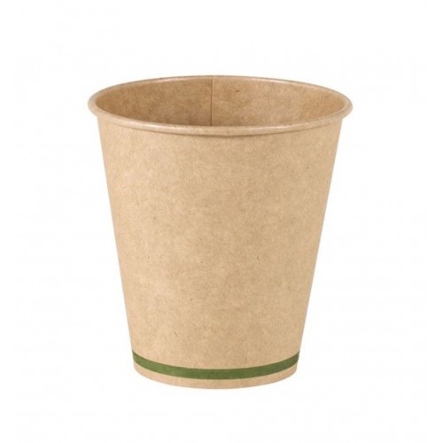 Pahare kraft natur, carton fara plastic, waterbased, 180ml/6oz, Ø 74 mm, set 50 buc