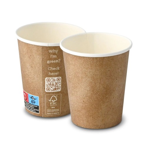 Pahare maro, interior alb, carton cu PLA, 240ml/8oz, Ø 80 mm, set 50 buc Pahare maro, interior alb, carton cu PLA, 240ml/8oz, Ø 80 mm, set 50 buc