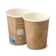 Pahare maro, interior alb, carton cu PLA, 240ml/8oz, Ø 80 mm, set 50 buc