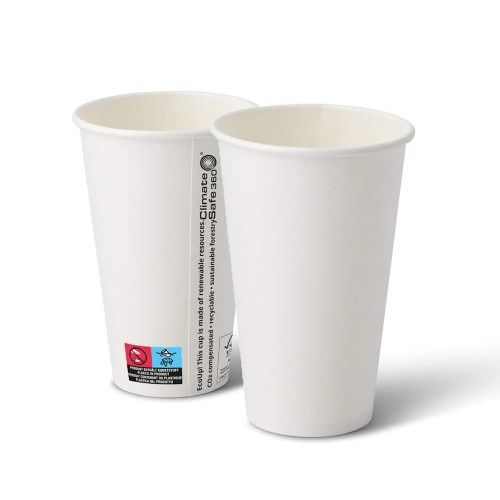 Pahare premium albe, carton cu PE, 480ml/16oz, Ø 90 mm, set 50 buc