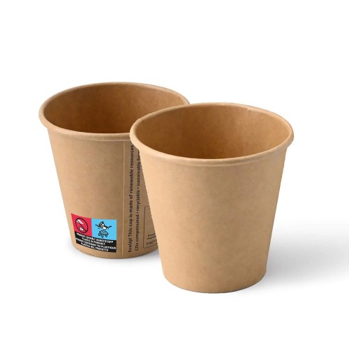 Pahare premium kraft natur, carton cu PE, 180ml/6oz, Ø 80 mm, set 50 buc