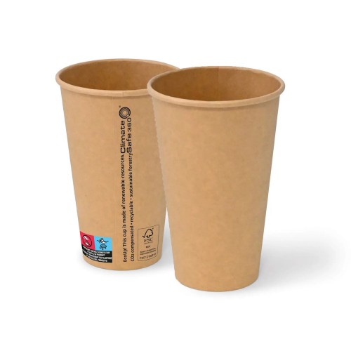 Pahare premium kraft natur, carton cu PE, 480ml/16oz, Ø 90 mm, set 50 buc