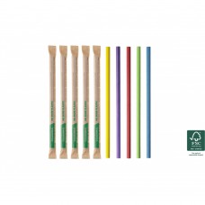 Paie biodegradabile ambalate individual, multicolor, hartie, 210 mm, Ø 8 mm, set 500 buc