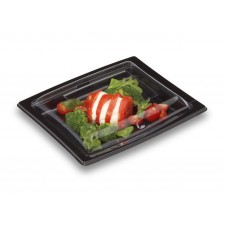 Platouri dreptunghiulare pentru aperitive/prajituri cu capac, rPET, 25.5x21.5x4.6 cm, set 20 buc